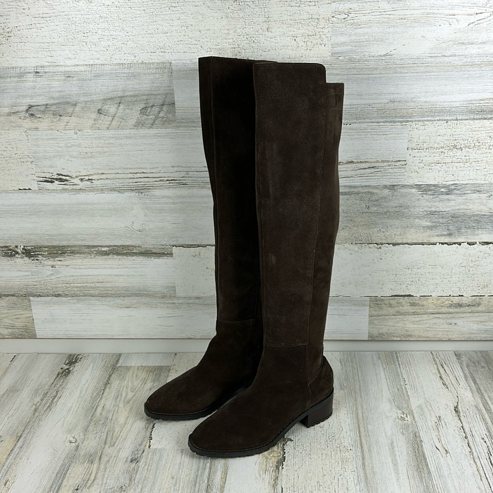NWF Blondo womens sz 5.5  brown suede waterproof over the knee boots block heel